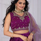 Rajwada Purple Silk Blend Embroidered Semi-Stitched lehenga For Women