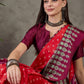 Rajwada Red Silk Blend Printed Elegant Saree For Women