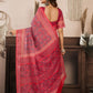 Rajwada Red Cotton Linen Zari Work Saree For Women