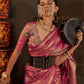 Rajwada Pink Silk Blend Woven Saree With Unstitched Blouse For  Women