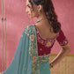 Rajwada Teal Georgette Embroidered Elegant Saree For Women