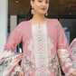 Rajwada Pink Cotton Blend Embroidered Semi Stitched Kurta Set For Women