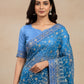 Rajwada Blue Georgette Embellished Solid Saree For Women
