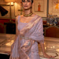 Rajwada Grey Silk Blend Woven Saree With Unstitched Blouse for Women
