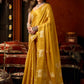 Rajwada Mustard Yellow Silk Blend Solid Saree For Women