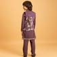Rajwada Purple Viscose Silk Embroidered Stitched Kurta Set For Kids