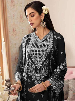 Rajwada Black Georgette Embroidered Semi-Stitched Kurta Set For Women