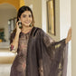 Rajwada Brown Silk Blend Printed Stitched Kurta Set For Women