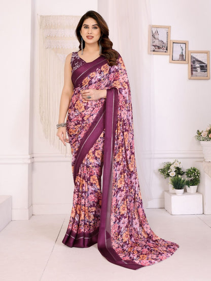 Rajwada Multicolor Georgette Printed Saree For Women
