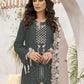 Rajwada Dark Grey Georgette Embroidered Semi-Stitched Kurta Set For Women