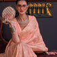 Rajwada Peach Silk Blend Woven Saree With Unstitched Blouse For  Women