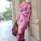 Rajwada Peach Satin Printed Saree With Unstitched Blouse For Women