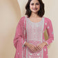 Rajwada Pink Georgette Embroidered Semi-Stitched Kurta Set For Women