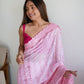 Rajwada Pink Georgette Embroidered Saree With Unstitched Blouse For Women