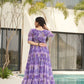 Rajwada Purple Georgette Printed Stitched Gown For Women