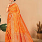 Rajwada Orange Woven Banarasi Silk Saree With Unstitched Blouse for Women