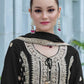 Rajwada Black Chinon Embroidered Semi-Stitched Kurta Set For Women