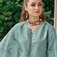 Rajwada Blue Organza Embroidered Semi-Stitched Kurta Set For Women