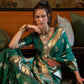 Rajwada Green Silk Blend Woven Saree With Unstitched Blouse for Women
