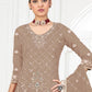 Rajwada Beige Georgette Embellished Semi-Stitched Kurta Set For Women