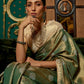 Rajwada Green Silk Blend Woven Saree With Unstitched Blouse for Women