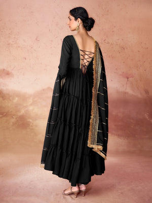 Black Georgette Embellished Gown