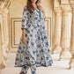 Rajwada White Rayon Printed Stitched Kurta Set For Women