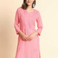 Rajwada Pink Rayon Embroidered Kurti For Women