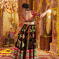 Rajwada Black Cotton Blend Embroidered Semi-Stitched lehenga For Women