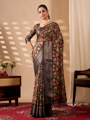 Rajwada Multicolor Silk Blend Printed Saree For Women