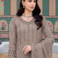 Rajwada Brown Georgette Embroidered Semi-Stitched Kurta Set For Women