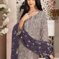 Rajwada Purple Georgette Embroidered Semi-Stitched Kurta Set For Women