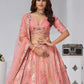 Rajwada Pink Silk Blend Embroidered Semi-Stitched Lehenga For Women