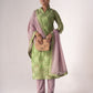 Rajwada Green Art Silk Printed Semi-Stitched Kurta Set For Women