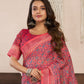 Rajwada Red Cotton Linen Zari Work Saree For Women