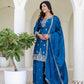Rajwada Blue Chiffon Embroidered Stitched Kurta Set For Women