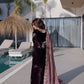 Rajwada Wine Velvet Embellished Kurta Set For Women