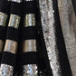 Rajwada Black Georgette Sequins Saree With Unstitched Blouse For Women