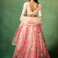 Rajwada Pink Silk Blend Floral Print Semi Stitched Lehenga For Women