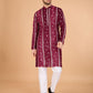 Rajwada Maroon Viscose Rayon Embroidered Stitched Kurta For Men