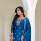 Rajwada Blue Chiffon Embroidered Stitched Kurta Set For Women