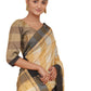 Rajwada Beige Silk Blend Checked Saree For Women