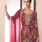 Rajwada Pink Chiffon Printed And Embroidered Semi Stitched Kurta Set For Women