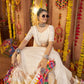 Rajwada Off White Viscose Rayon Embroidered Semi-Stitched lehenga With Stunning Tassels For Women
