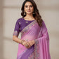 Rajwada Pink And Purple Georgette Embellished Solid Saree For Women