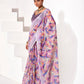 Rajwada Multicolour Cotton Linen Solid Printed Saree For Women