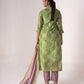 Rajwada Green Art Silk Printed Semi-Stitched Kurta Set For Women