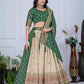 Rajwada Beige And Green Silk Blend Printed Semi-Stitched lehenga For Women