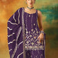 Rajwada Purple Georgette Embroidered Semi-Sitched Kurta Set For Women