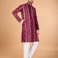 Rajwada Maroon Viscose Rayon Embroidered Stitched Kurta For Men